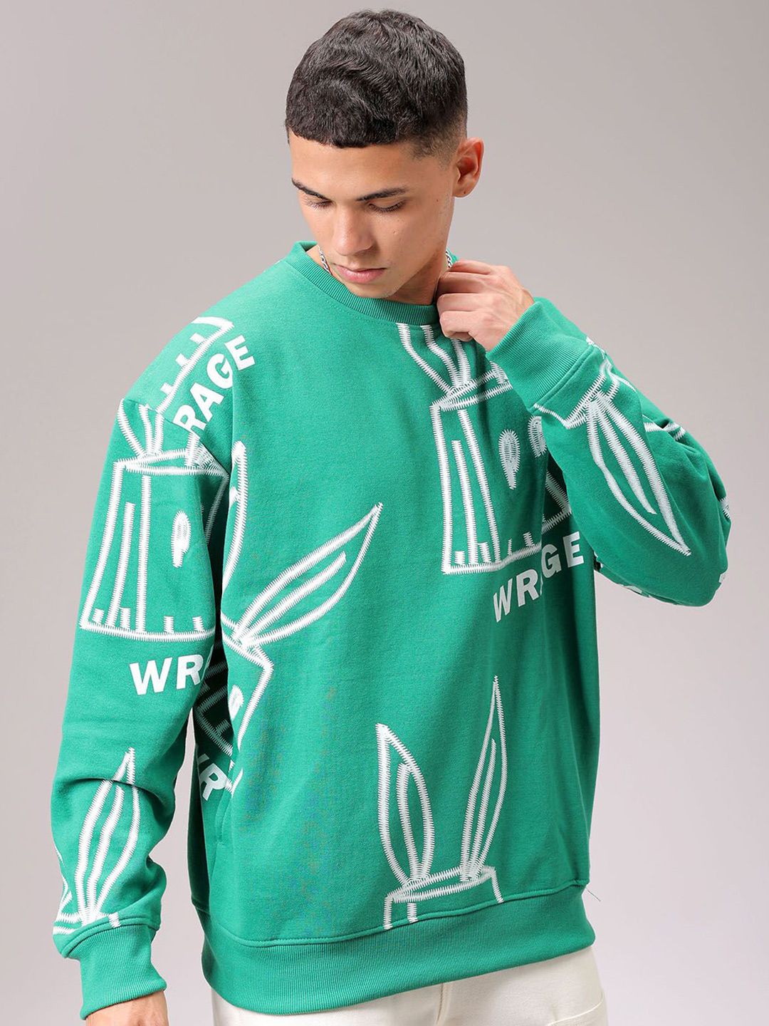 The Indian Garage Co Men Printed Round Neck Long Sleeves Pullover Sweatshirt