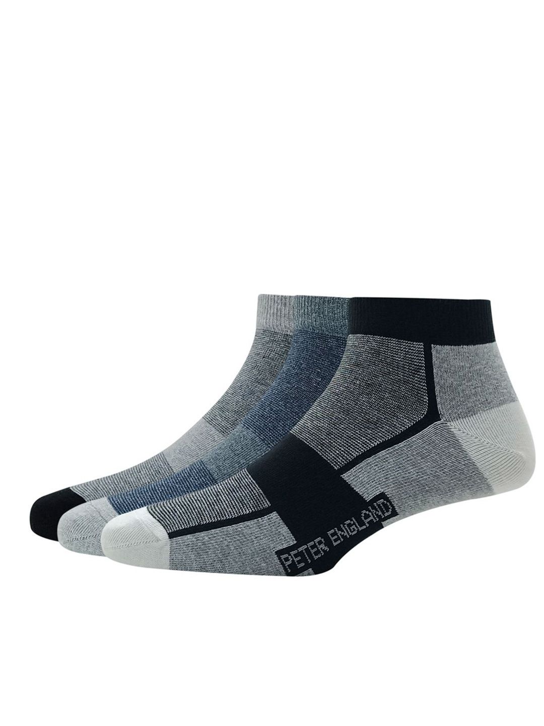 Peter England Men Pack Of 3 Striped  Ankle-Length Socks