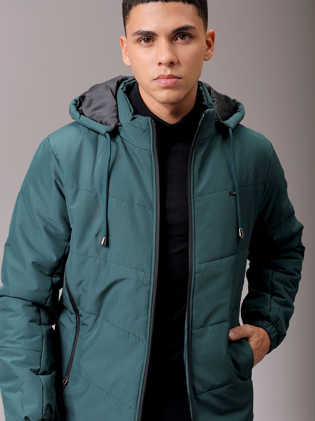 The Indian Garage Co Men Hooded Slim Fit Puffer Jacket