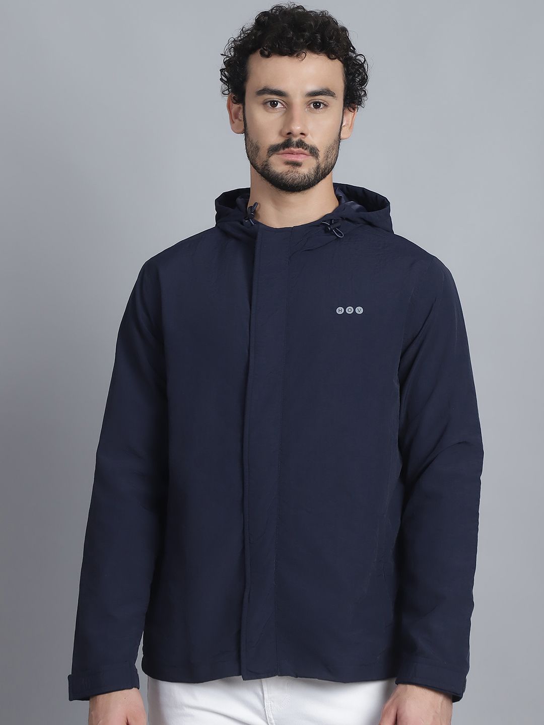 HOUSE OF VEDAS Men Hooded Solid Casual Sporty Jacket