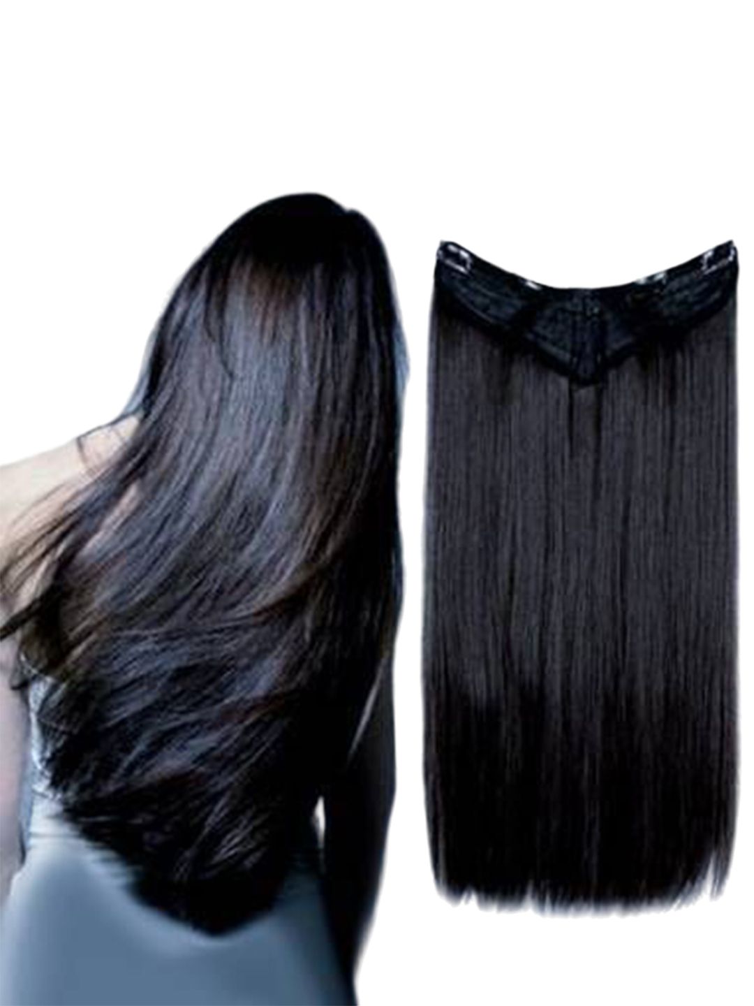 D-Divine Clip-In Waterproof Straight Locks Hair Extension - Black - 24 Inch