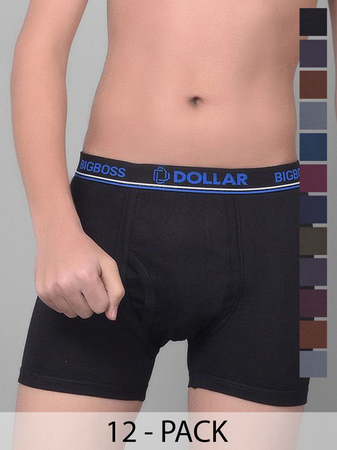 Dollar Bigboss Kid's Solid Pack of 12 Contoured Pouch Support Trunk
