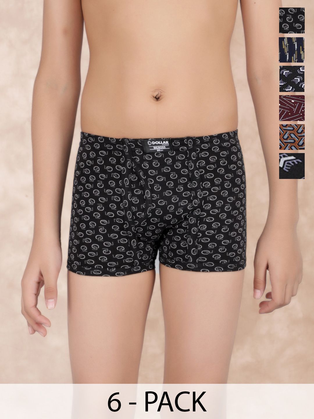 Dollar Bigboss Kid's Printed Pack of 12 Plush-Backed Waistband Trunk