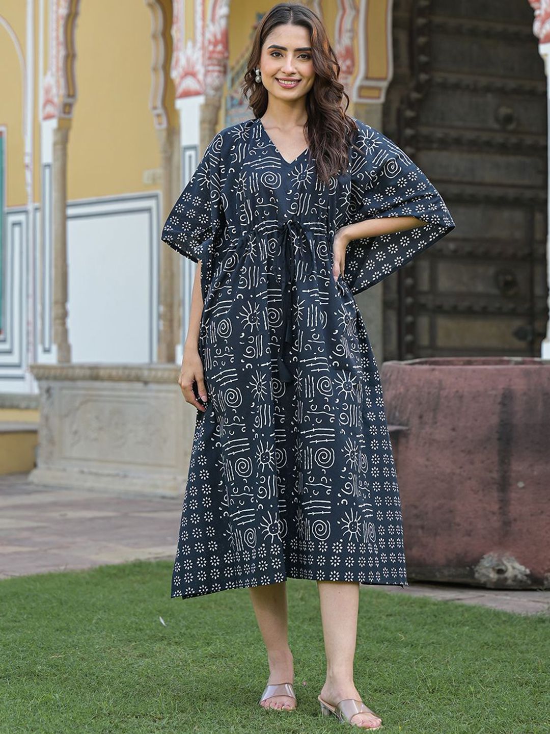 Divena Divena Women Printed Midi Kaftan Ethnic Dresses
