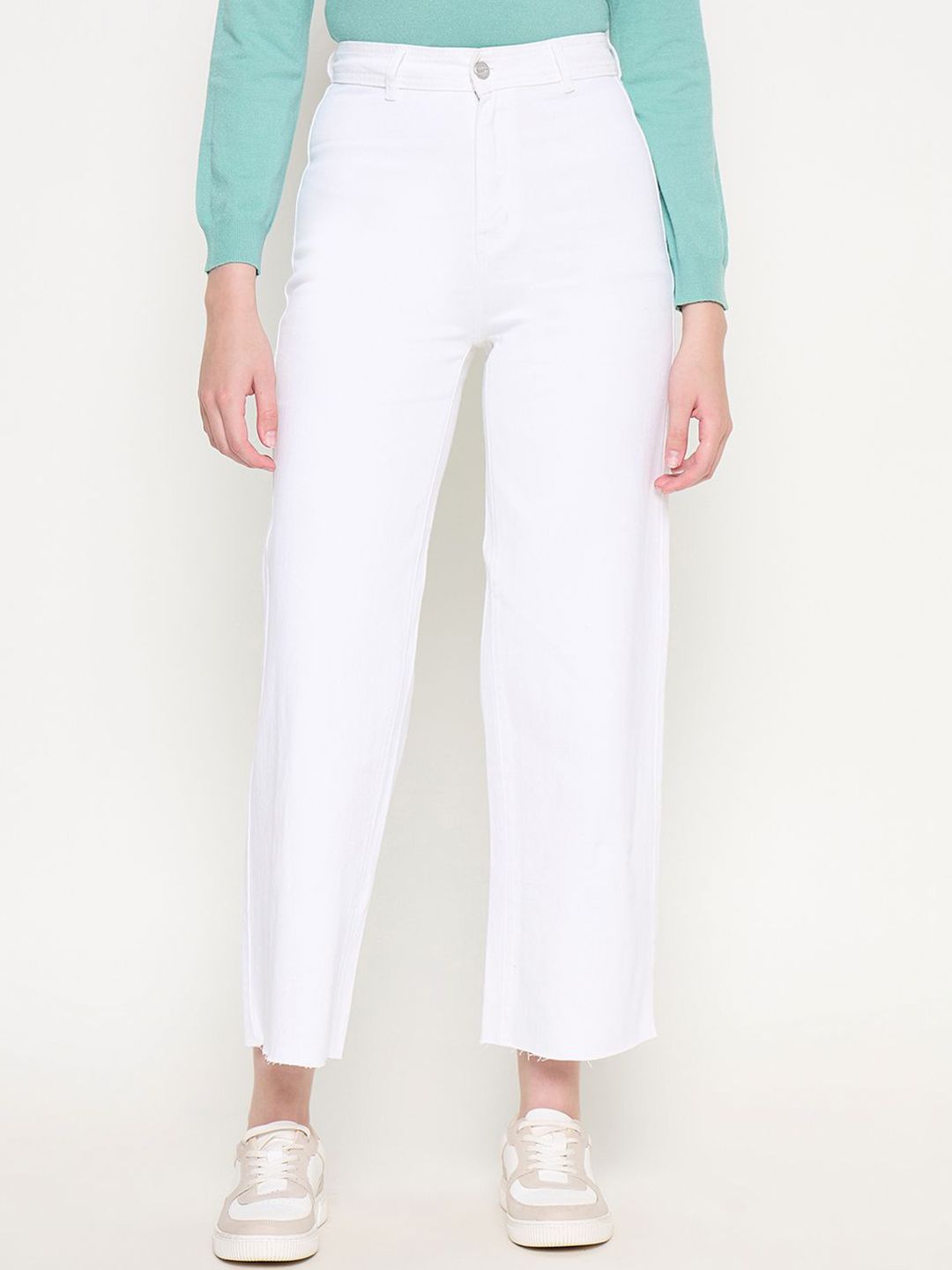 Madame Women Wide Leg Slash Knee Jeans