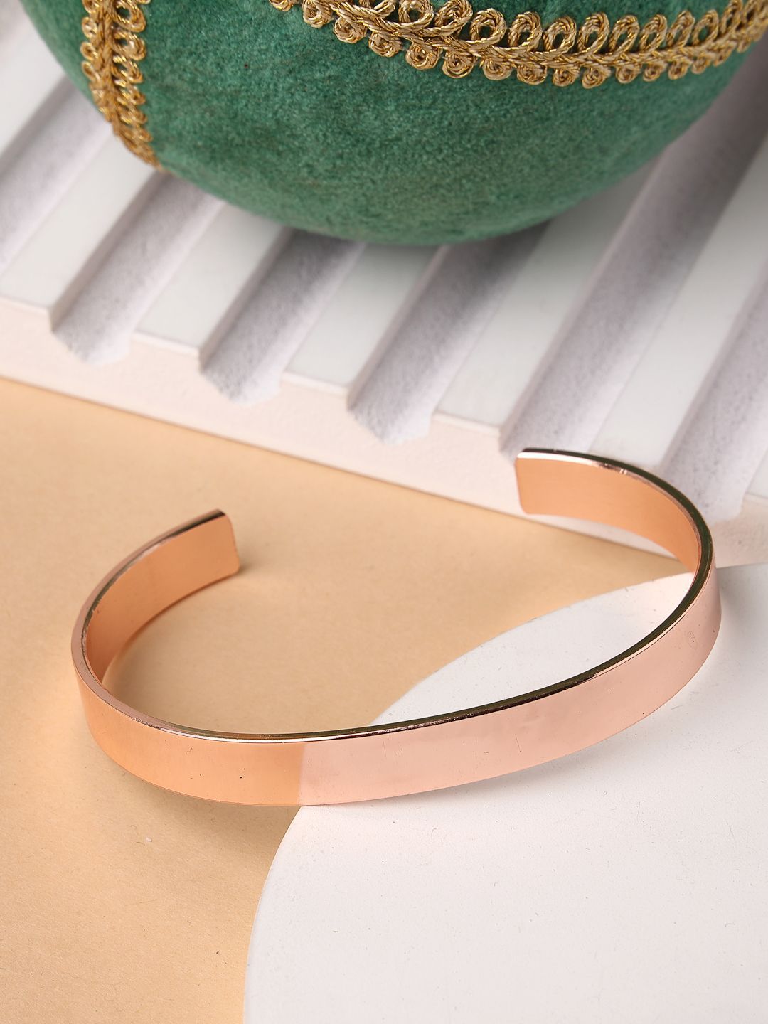 NVR Men Rose Gold-Plated  Stainless Steel Cuff Bracelet