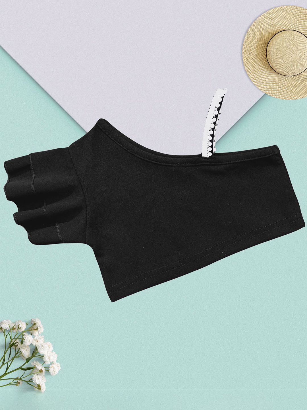 ADDYVERO Girls One Shoulder Flared Sleeve Crop Top