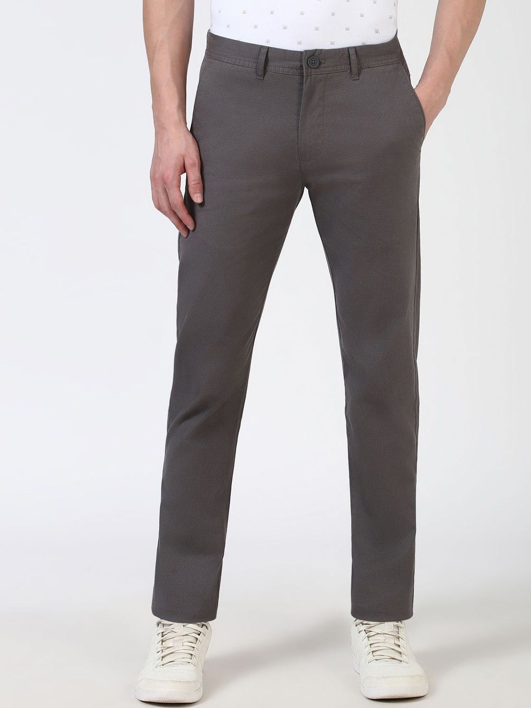 Peter England Casuals Men Printed Super Slim Fit Trousers