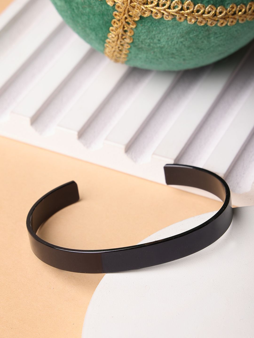 NVR Men Rhodium-Plated Stainless Steel Cuff Bracelet