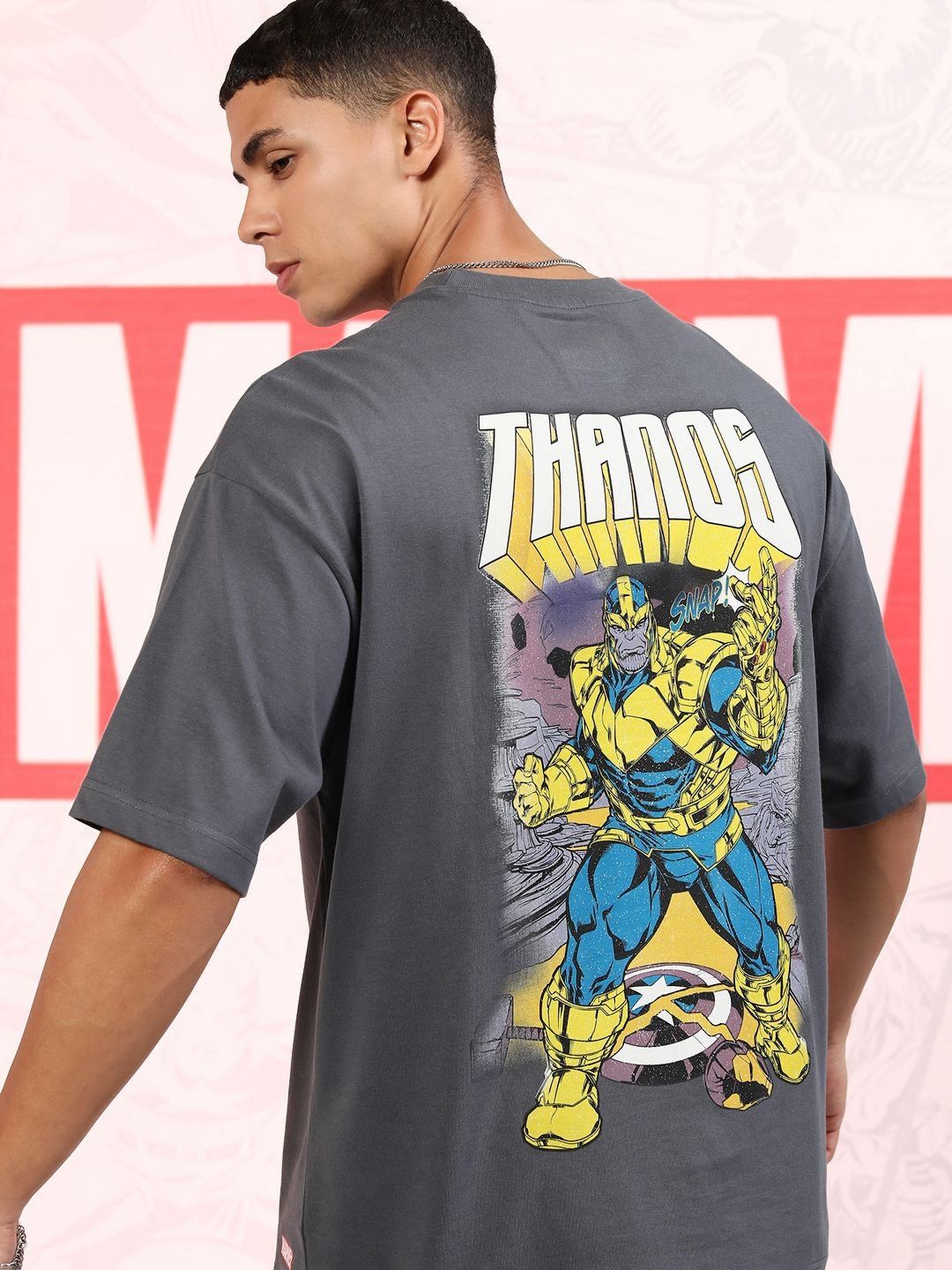 HIGHLANDER Marvel Men Thanos Round Neck Oversized Drop Shoulder Tshirt