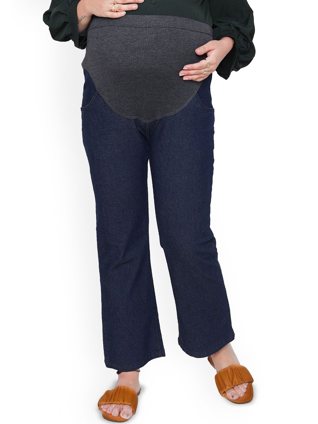 mama & bebe Women Flared High-Rise Maternity Jeans