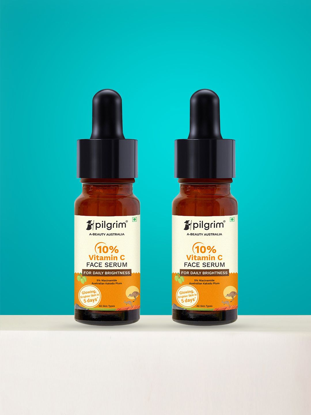 Pilgrim Set Of 2 10% Vitamin C Face Serum For Daily Brightness - 10 ml  Each