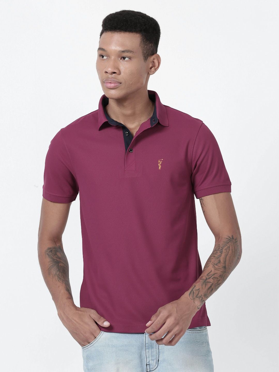 STELLERS Men Regular Fit Polo Collar T-shirt