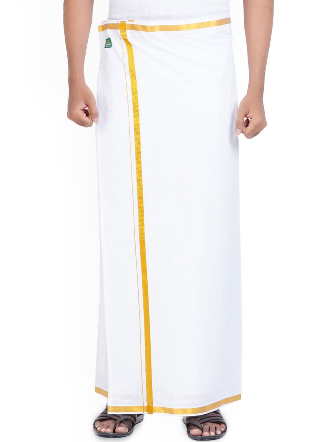 Ethazh Men Pure Cotton Zari Border Dhotis