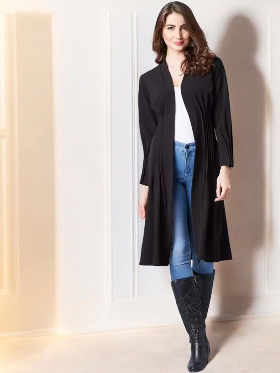 IUGA Pleated Open Front Longline Shrug