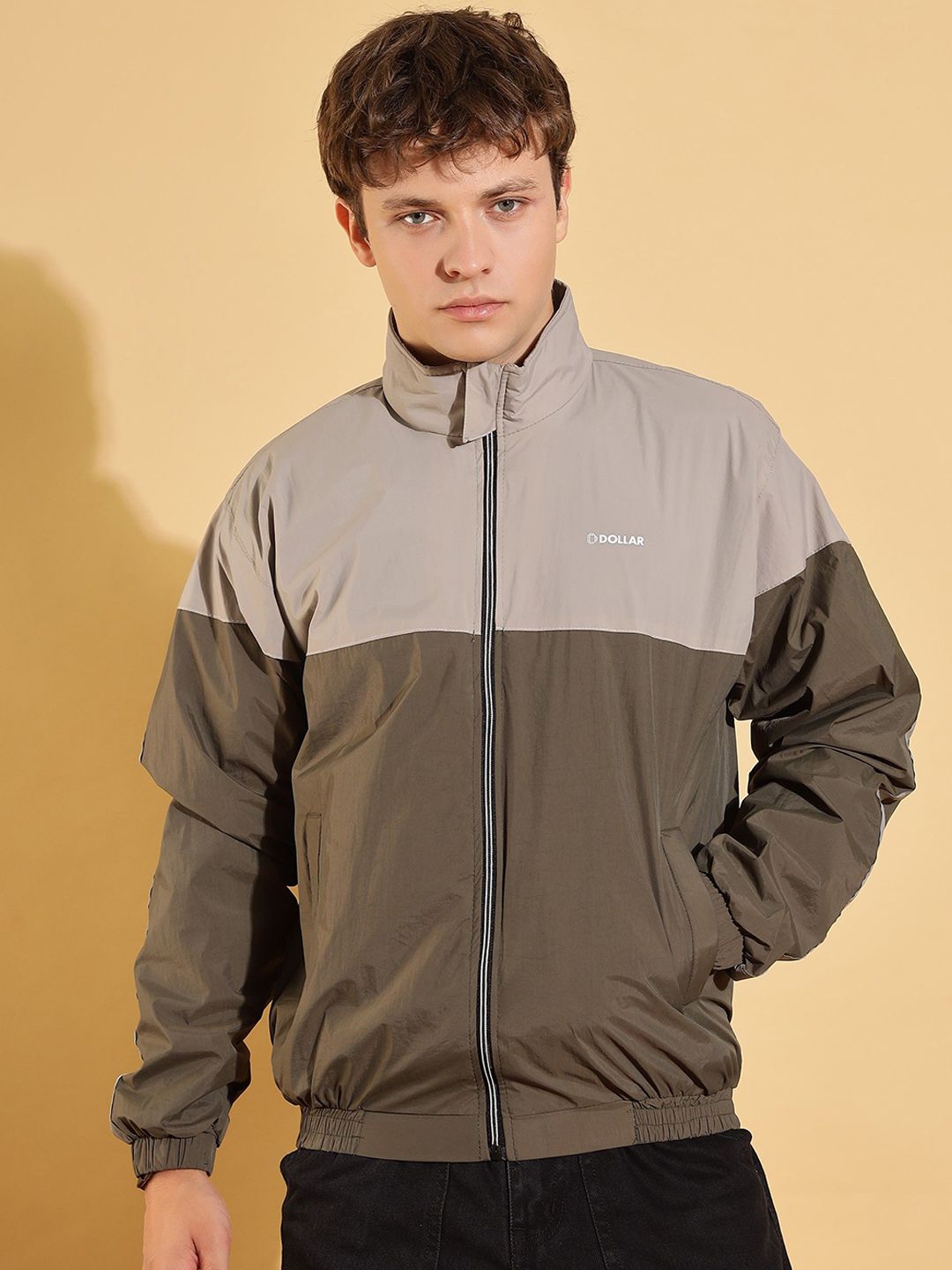 Dollar Men Colourblock Light Weight Windcheater Jacket with UV Protection and Pocket