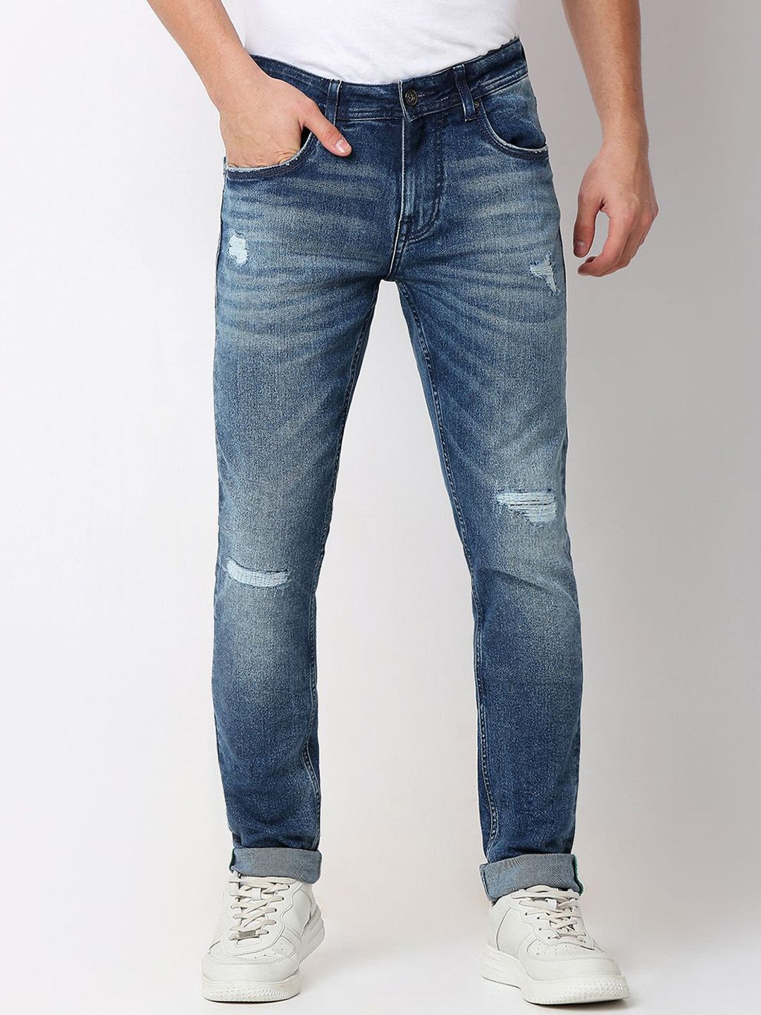 SPYKAR SPYKAR Men Slim Fit Low-Rise Mildly Distressed Stretchable Jeans
