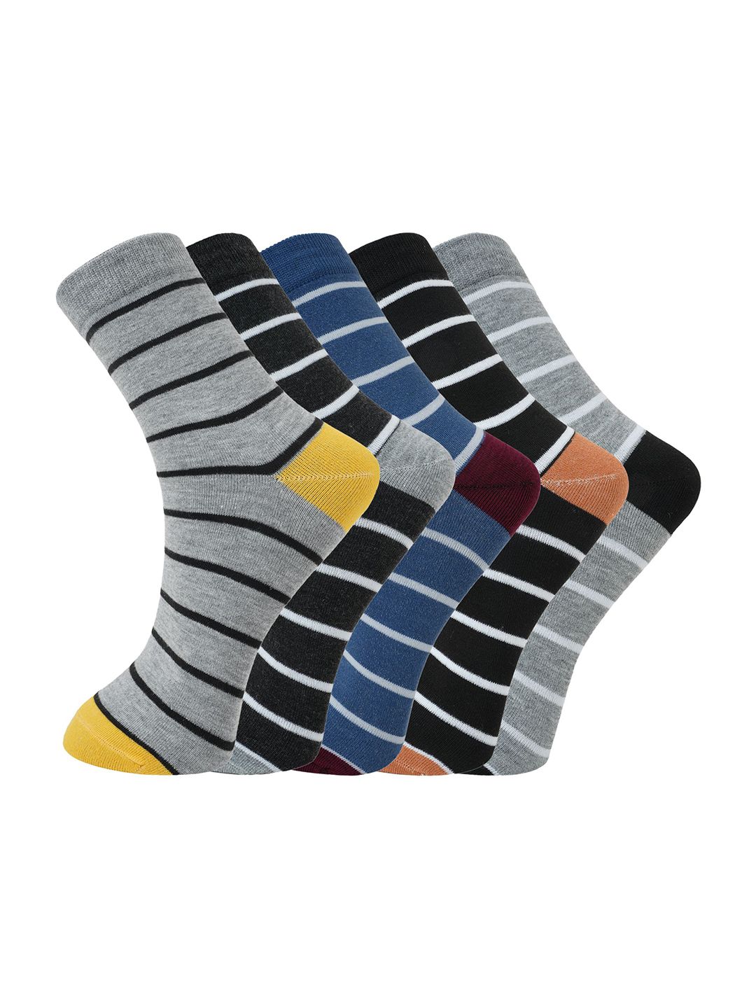 BAESD Men Pack Of 5 Striped Assorted Above Ankle-Length Socks