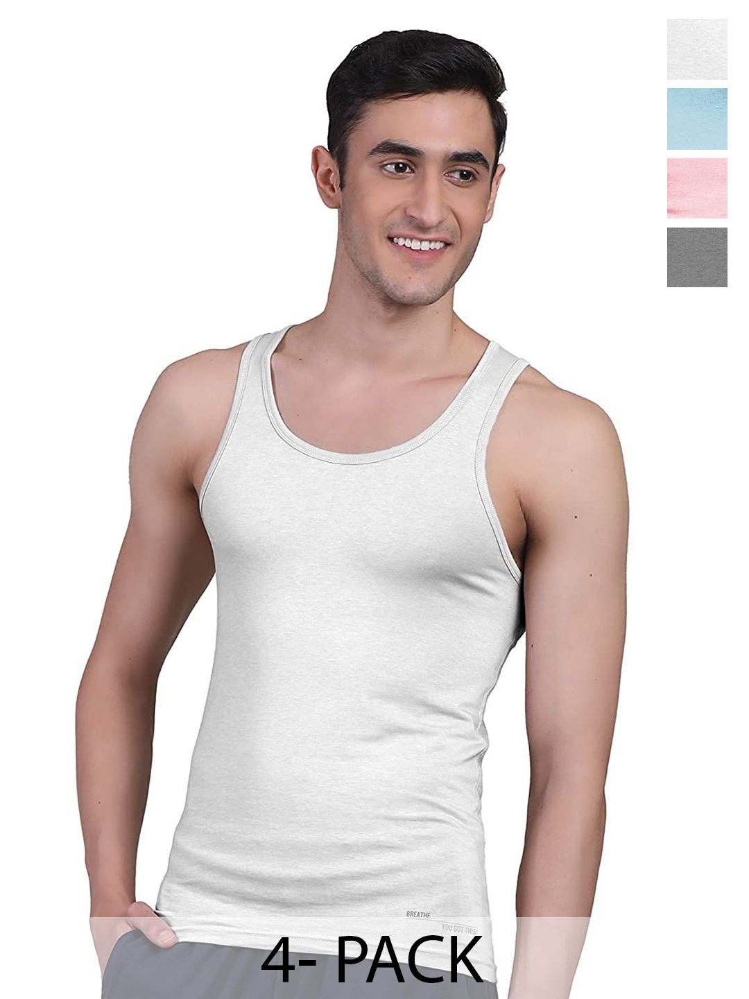 FREECULTR Men Pack Of 4 Anti Microbial, Anti Odor, Breath tech Innerwear Vests