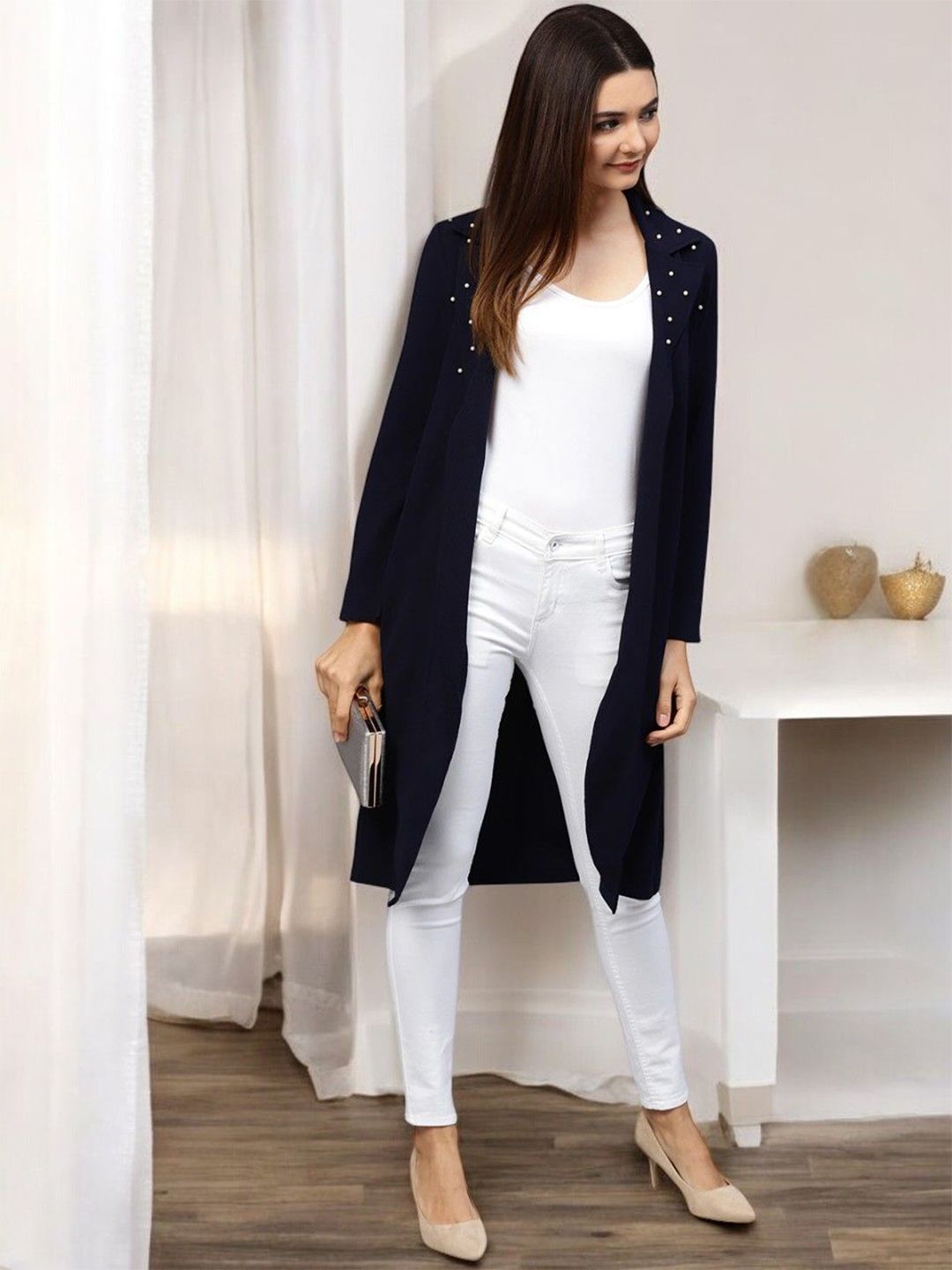 IUGA Embellished Open Front Longline Shrug