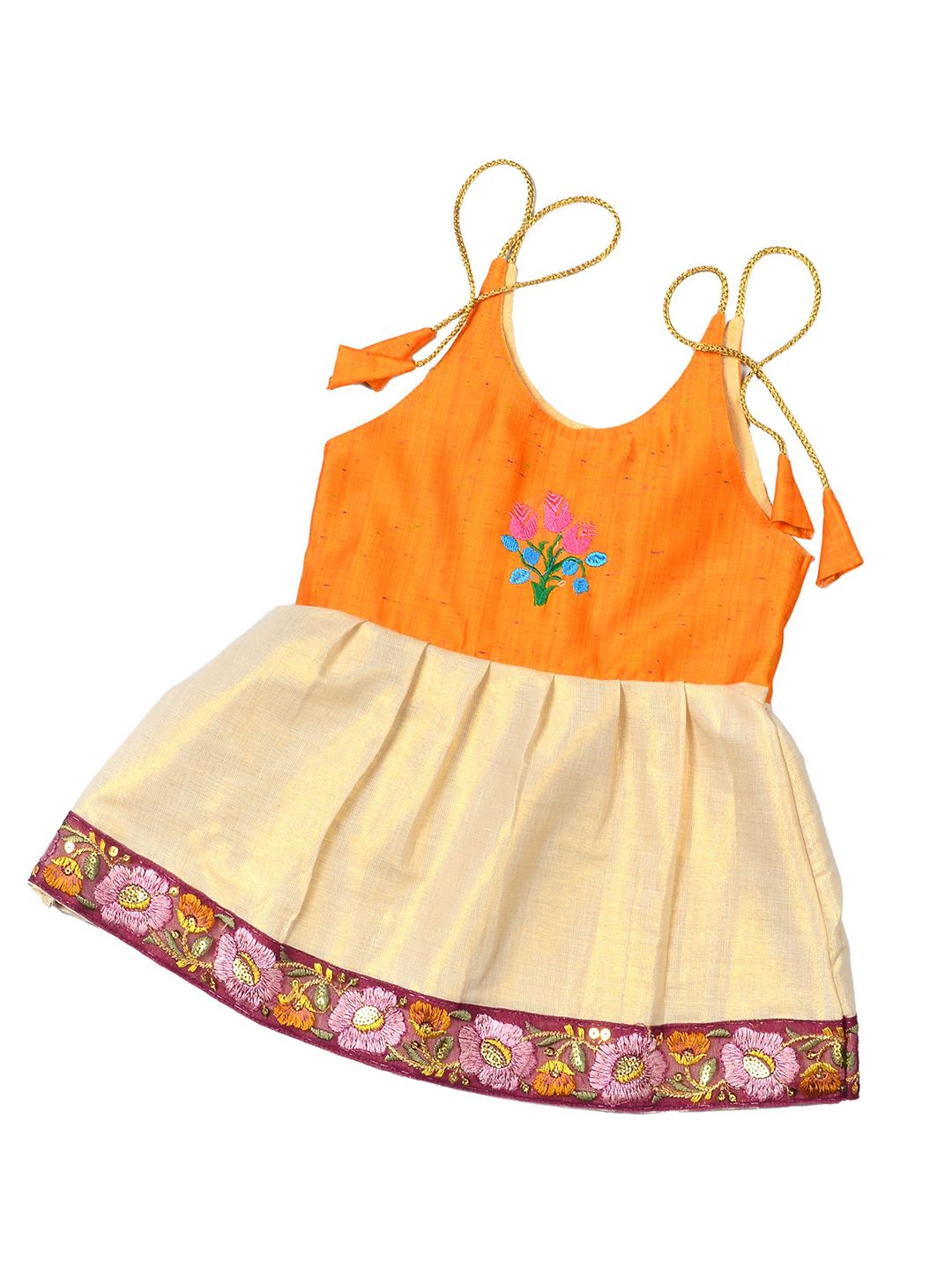 Buy BAESD Infant Girls Fit & Flare Kerala Kasavu Dress - Ethnic