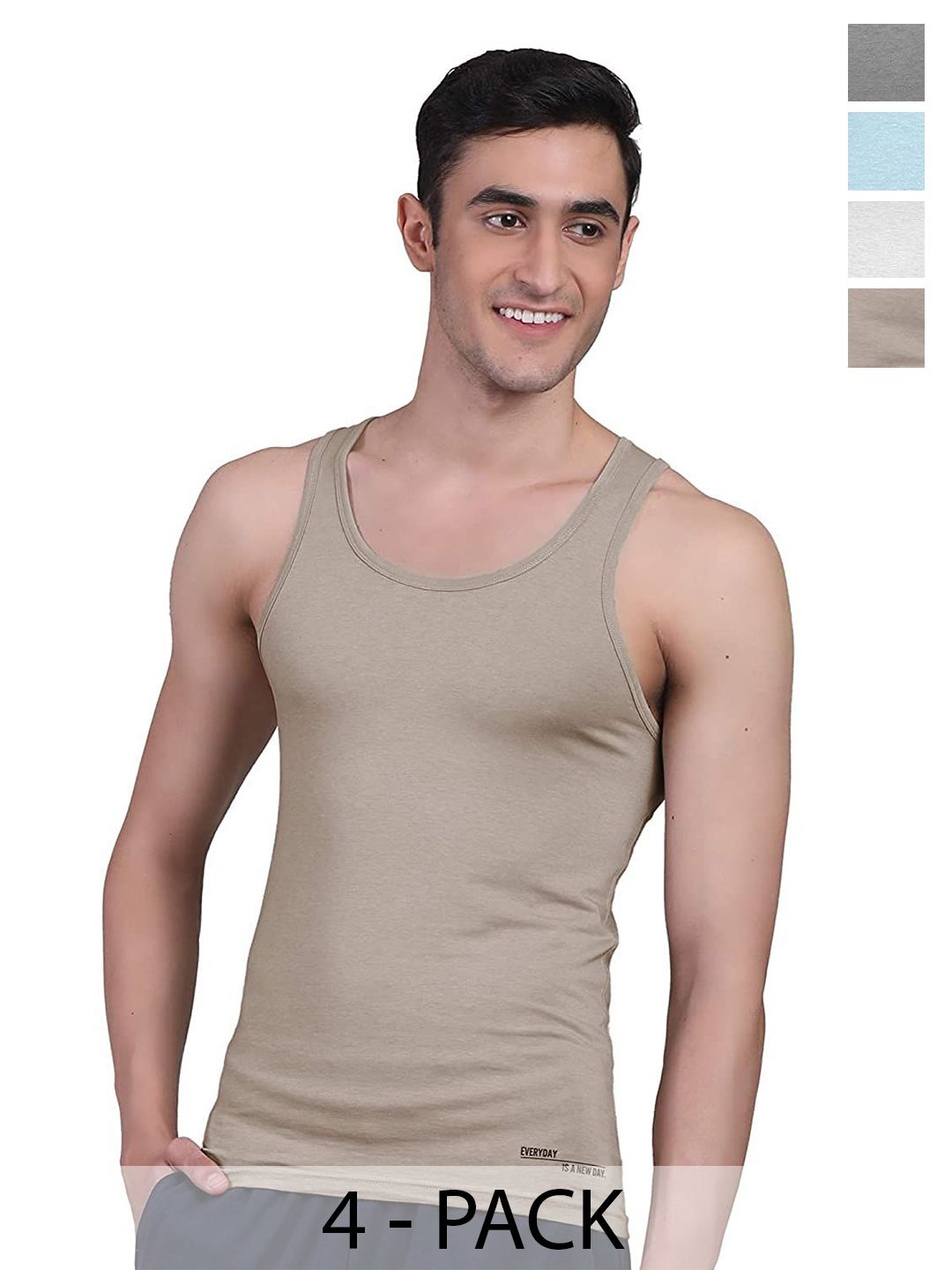 FREECULTR Men Pack Of 4 Anti Microbial, Anti Odor, Breath tech Innerwear Vests