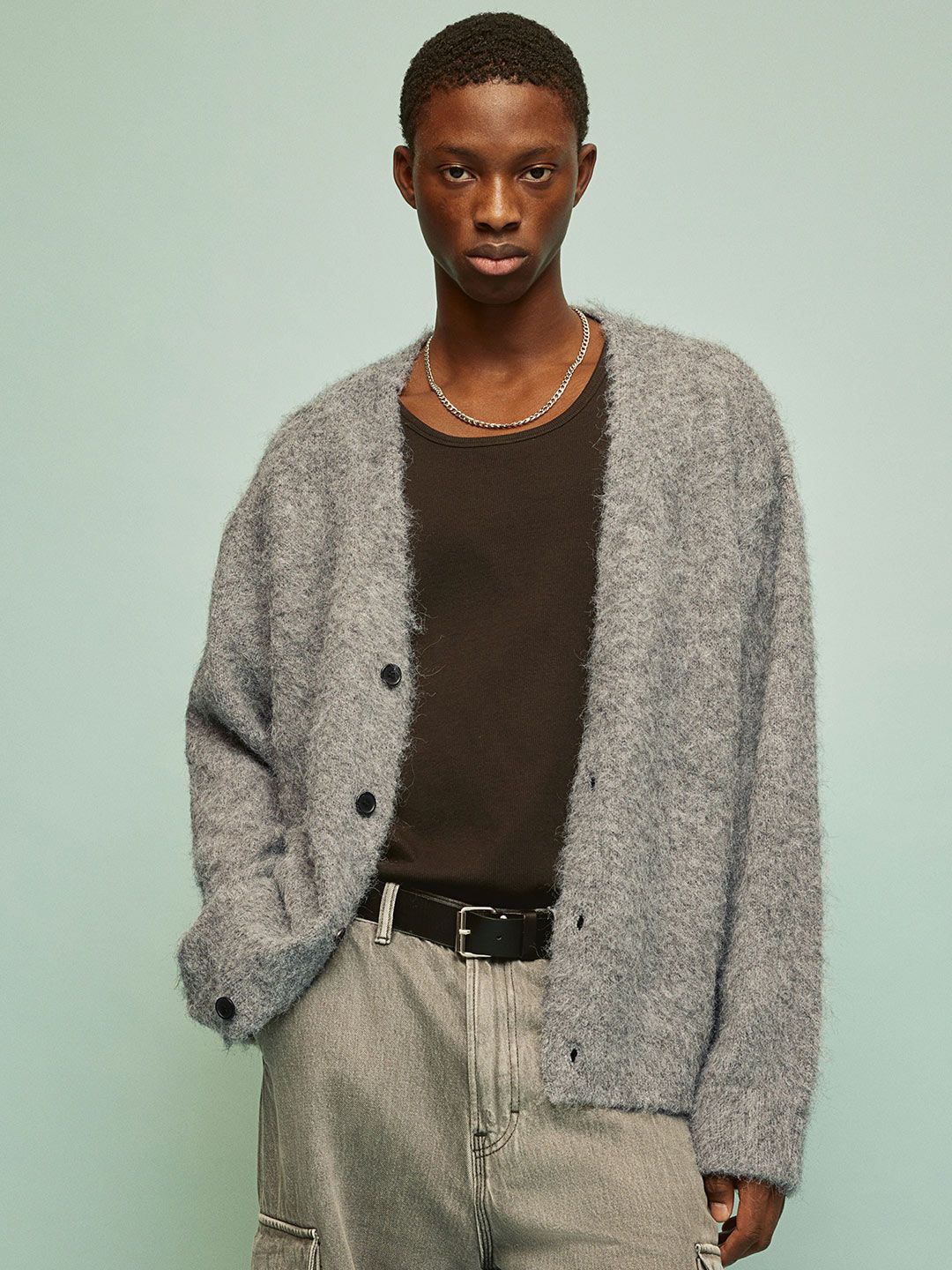 Buy H&M Men Loose Fit Fuzzy Cardigan - Sweaters for Men 31382649