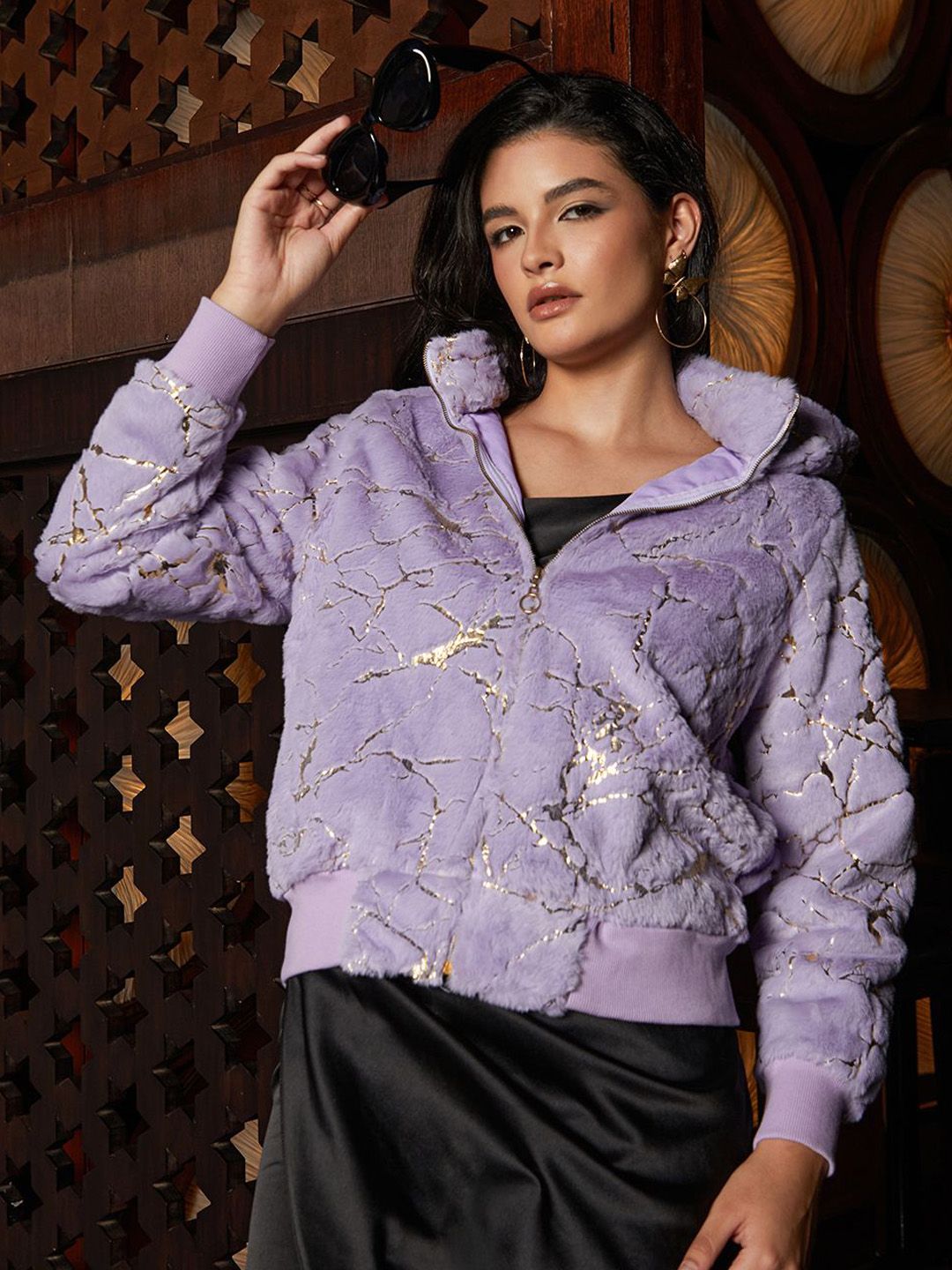 PINACOLADA Women Hooded Self Design Casual Bomber Jacket