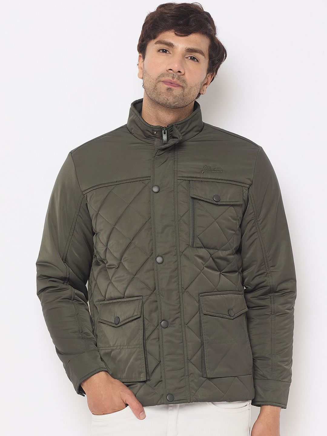 Duke Men Mock Collar Solid Casual Quilted Jacket