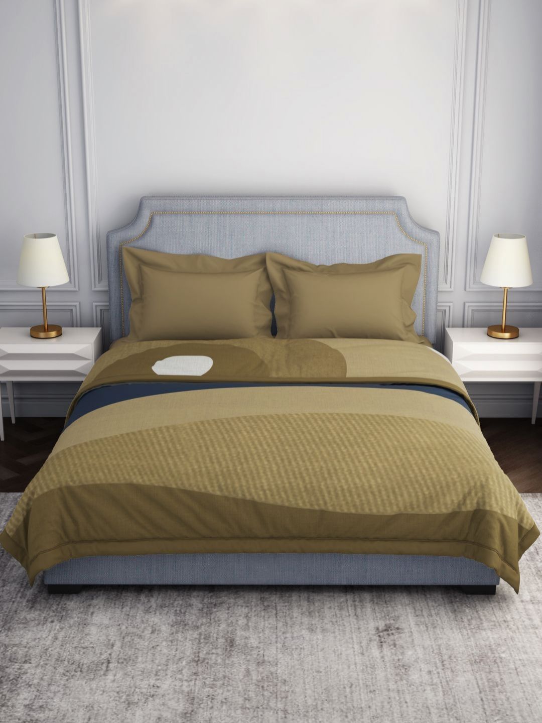 Welspun Welspun Brown & White Geometric 600 GSM Anti- Pilling & Skin Safe Double Bed Blanket