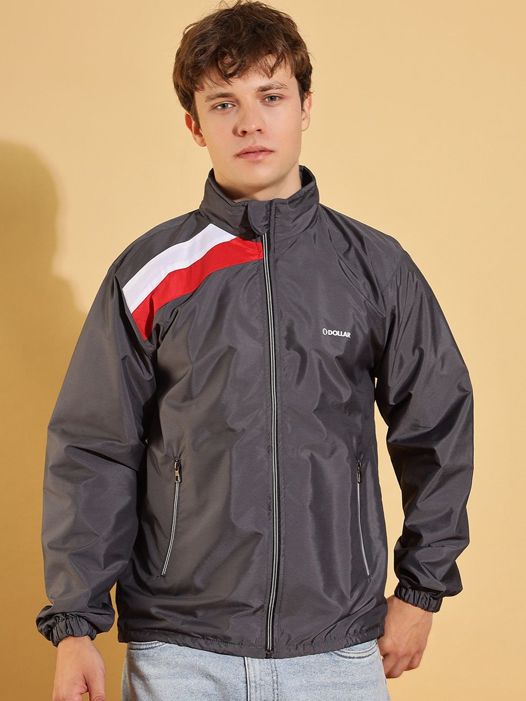 Dollar Men Colourblock Light Weight Windcheater with UV Protection and Pockets