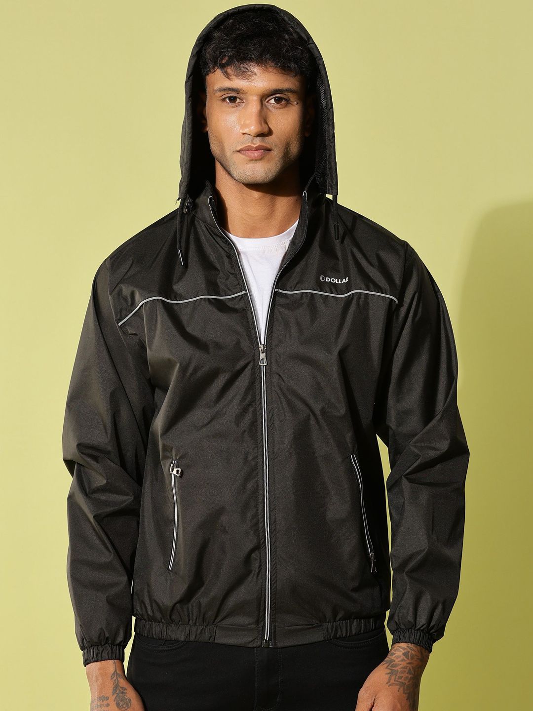 Dollar Men Hooded Solid Casual Bomber Jacket