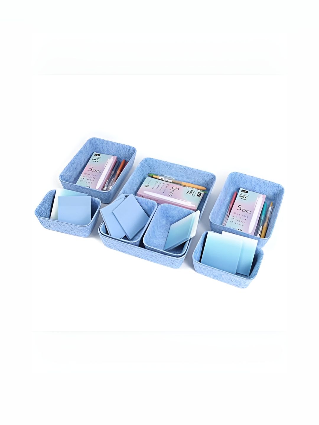 HOUSE OF QUIRK Blue 7 Pieces Regular Drawer Organisers