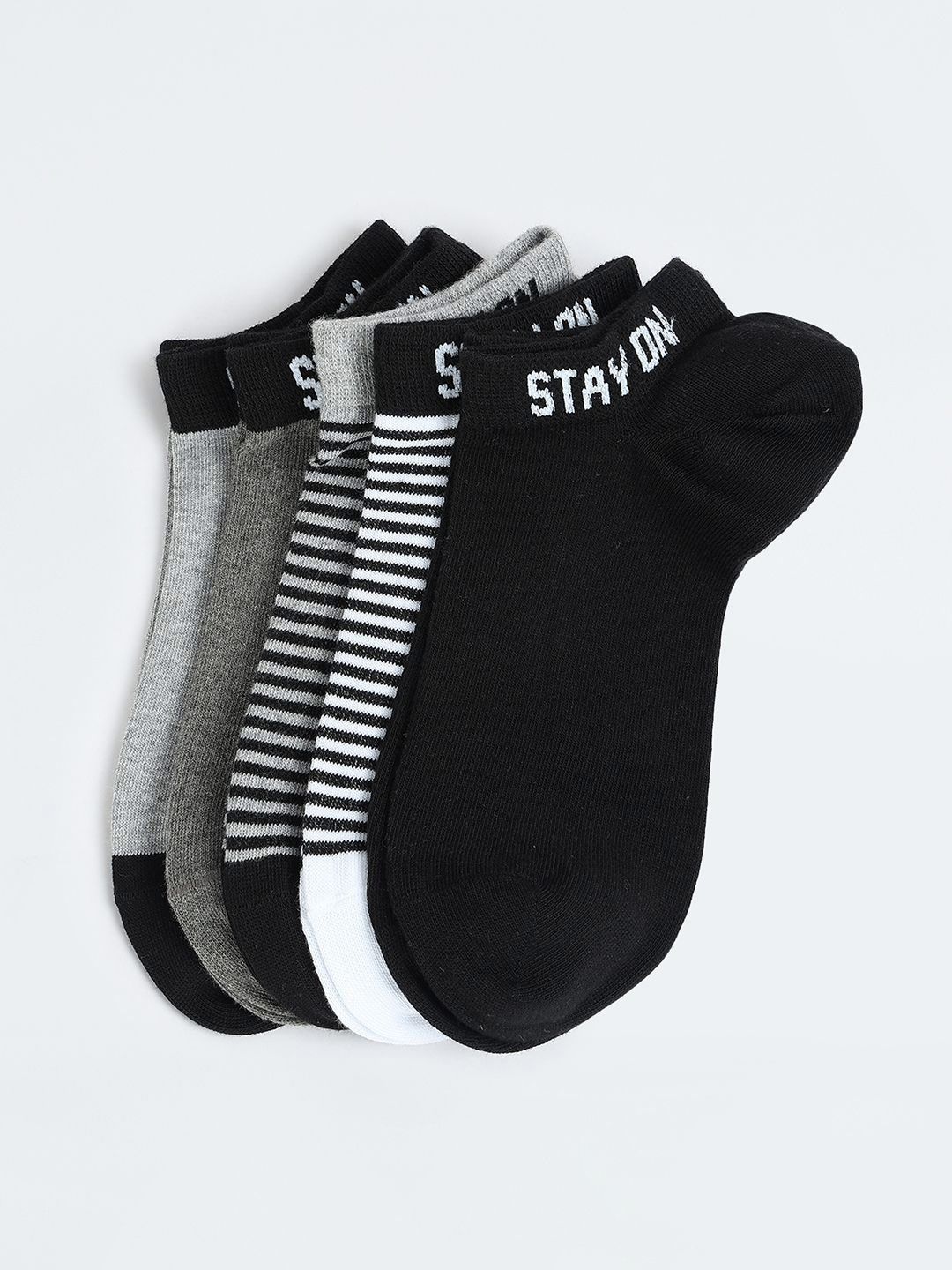 max Men Pack Of 5 Striped Ankle Length Socks