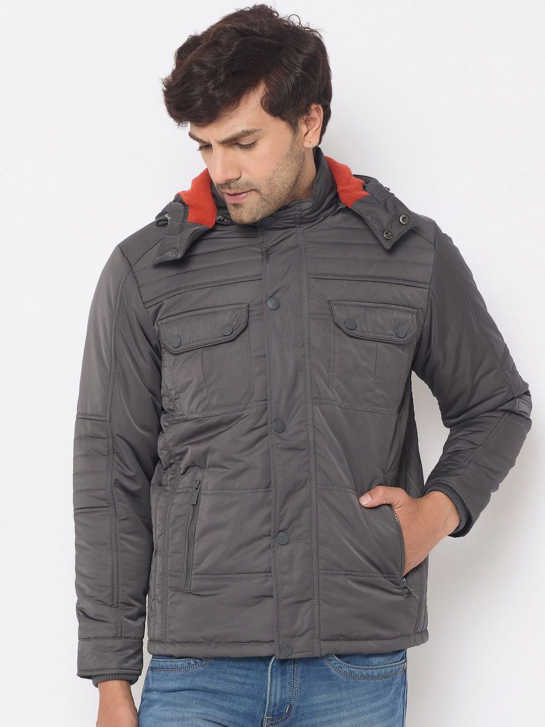 Duke Men Mock Collar Solid Casual Padded Jacket