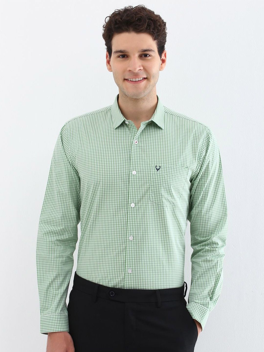Allen Solly Men Spread Collar Micro Checked Cotton Slim Fit Formal Shirt