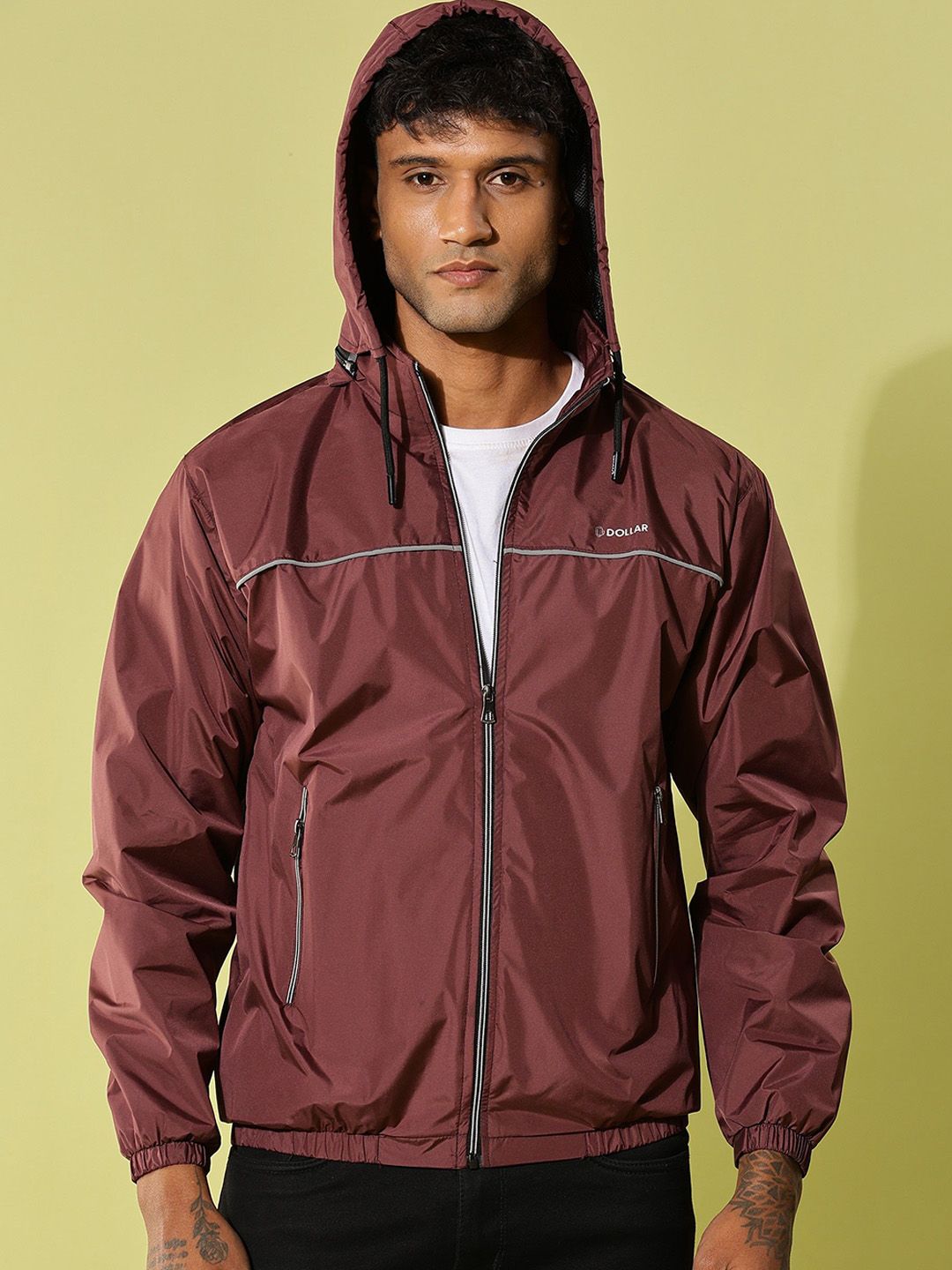 Dollar Men Hooded Solid Casual Bomber Jacket