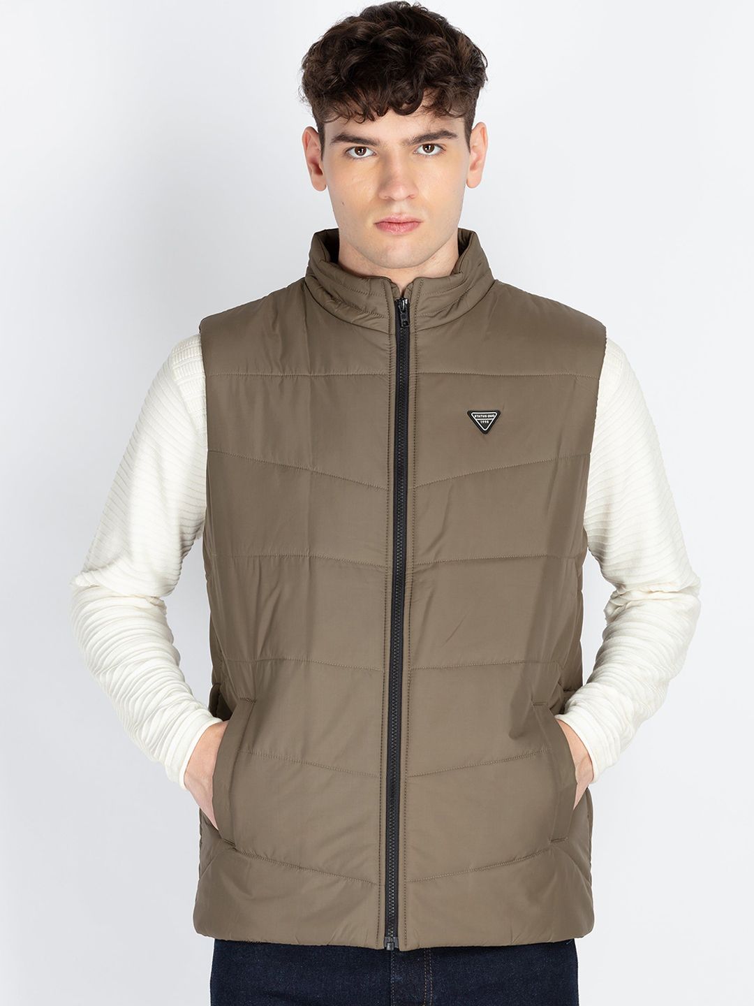 Status Quo Men Mock Collar Solid Casual Padded Jacket