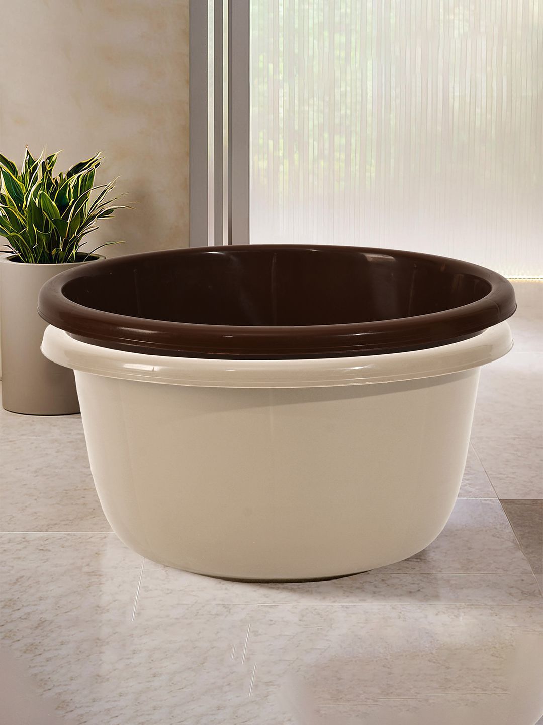 Kuber Industries Brown & Coffee Brown 2 Pieces Bath Tubs 40 L Each