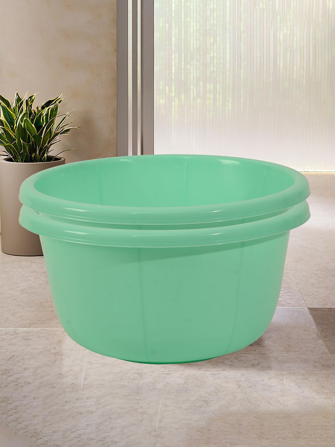Kuber Industries Green 2 Pieces Classic Matte Bath Tub