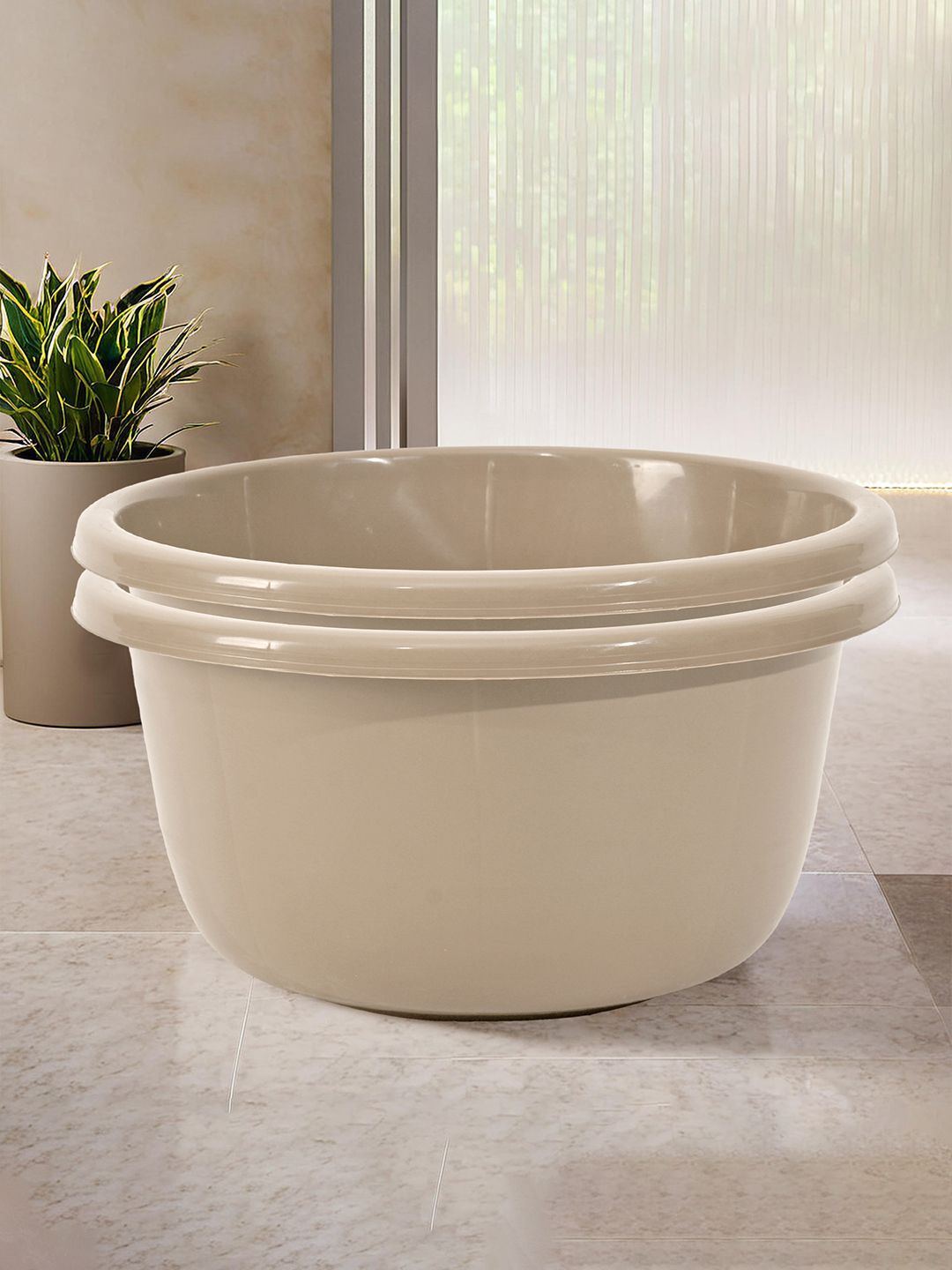 Kuber Industries Coffee Brown 2 Pieces Bath Tubs 40 L Each