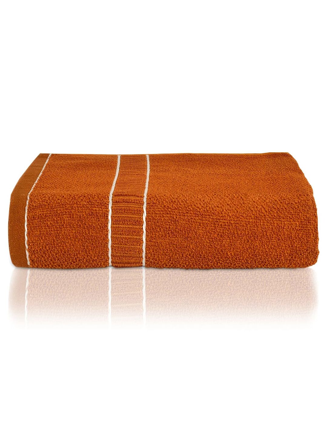 Kuber Industries Brown & White Striped 400 GSM Cotton Bath Towel