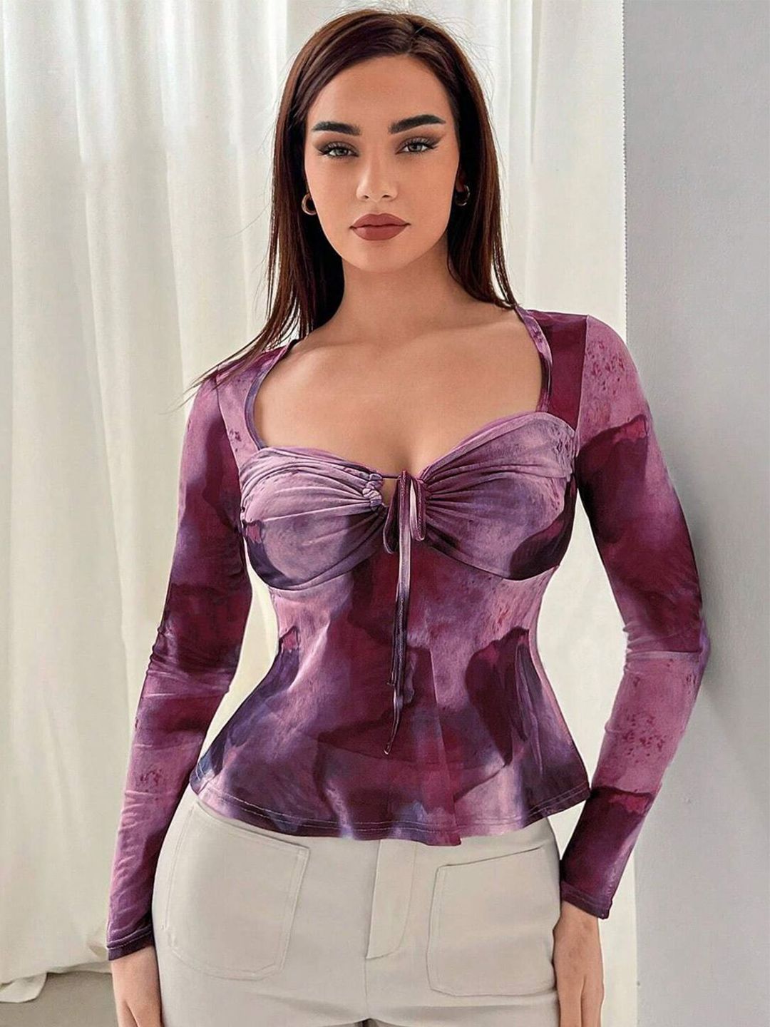 BAESD Women Sweetheart Neck Peplum Top