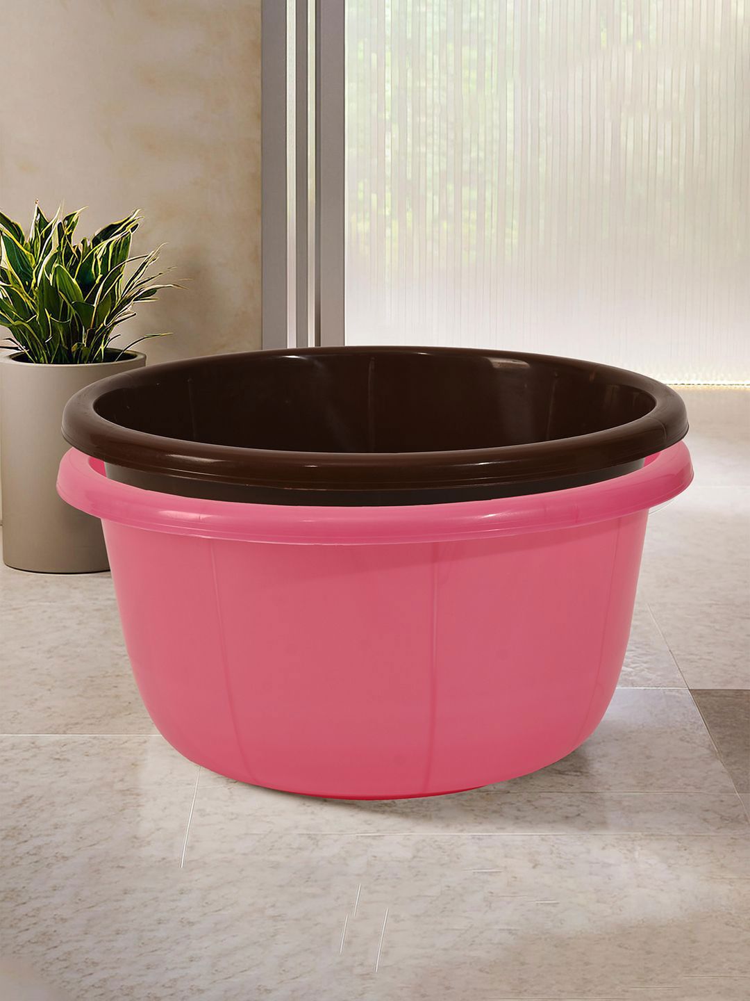 Kuber Industries Brown & Pink 2 Pieces Classic Matte Bath Tub