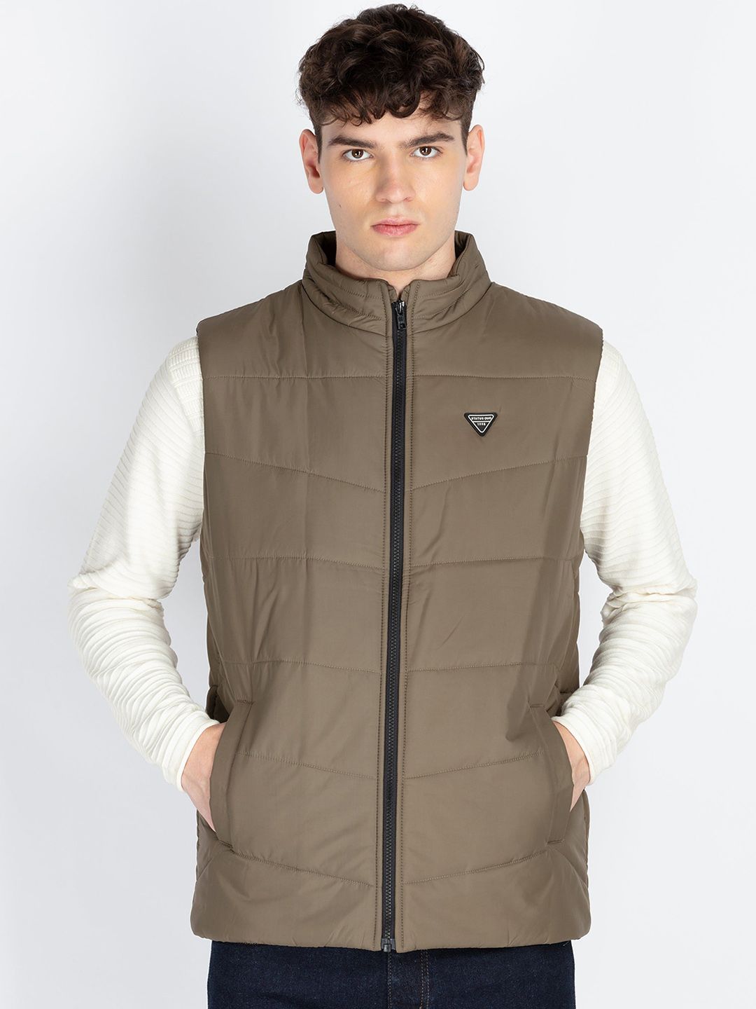 Status Quo Men Mock Collar Solid Casual Padded Jacket