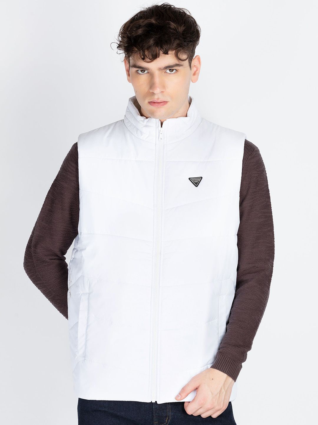 Status Quo Men Mock Collar Solid Casual Padded Jacket