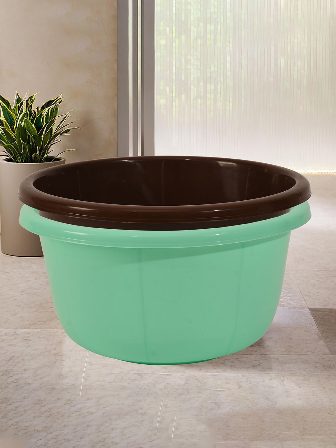 Kuber Industries Brown & Green 2 Pieces Bath Tubs 40 L Each