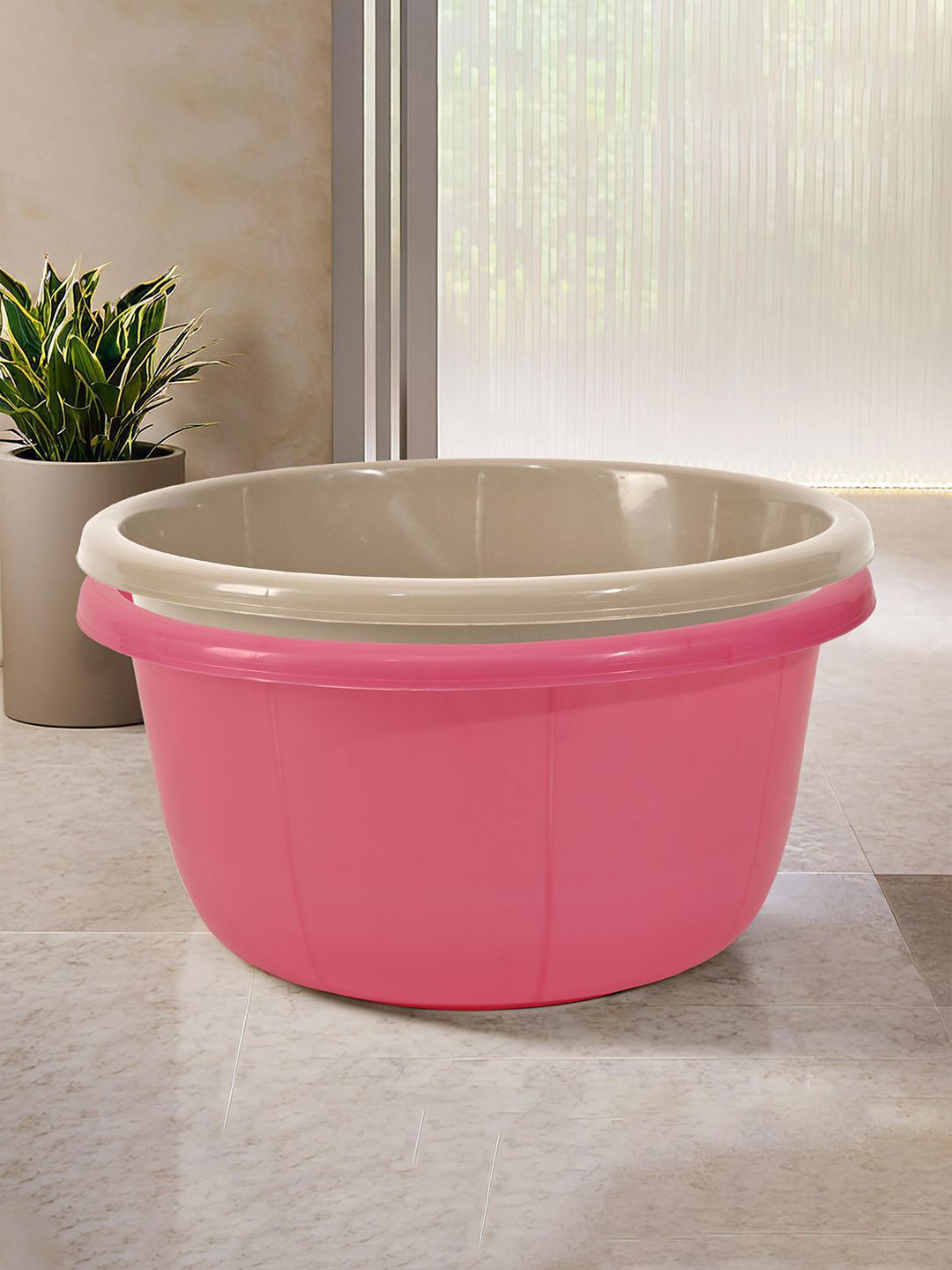 Kuber Industries Pink & Coffee Brown 2 Pieces Classic Matte Bath Tub