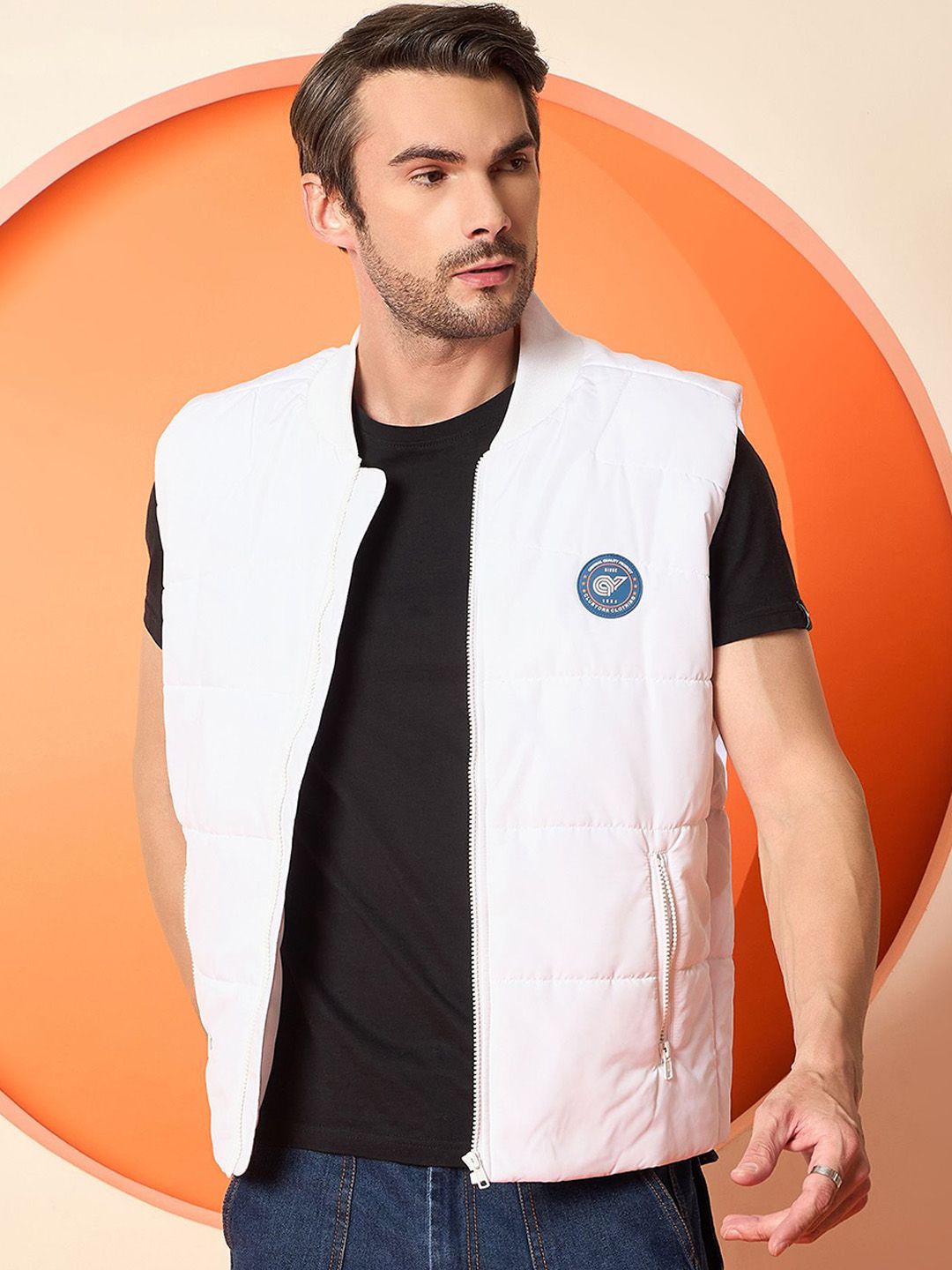 Club York Men Collarless Solid Casual Padded Jacket