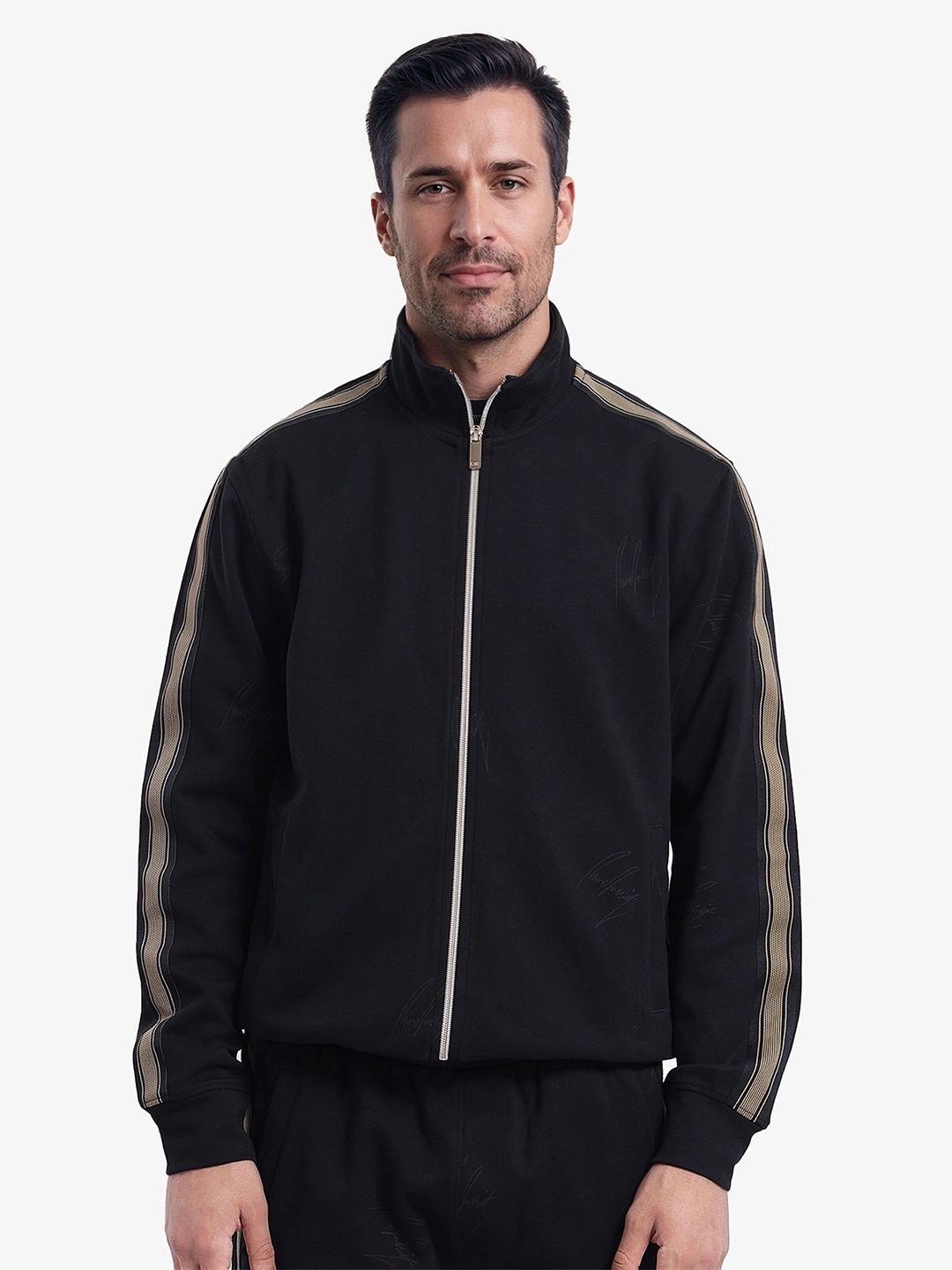 RARE RABBIT Men Mock Collar Solid Casual Bomber Jacket